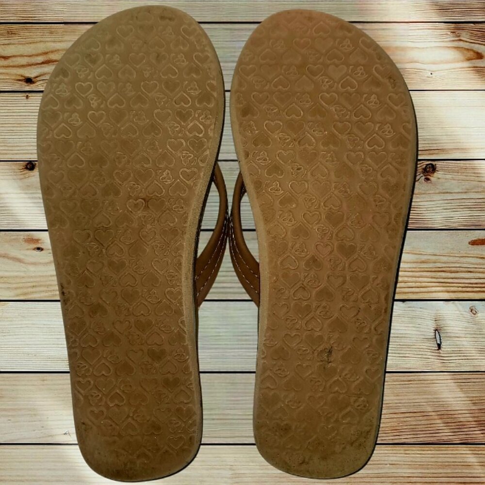 COBIAN - SIZE 8 - Women's Brown Flip Flops Sandals Blue Inner Accent - Picture 6 of 6